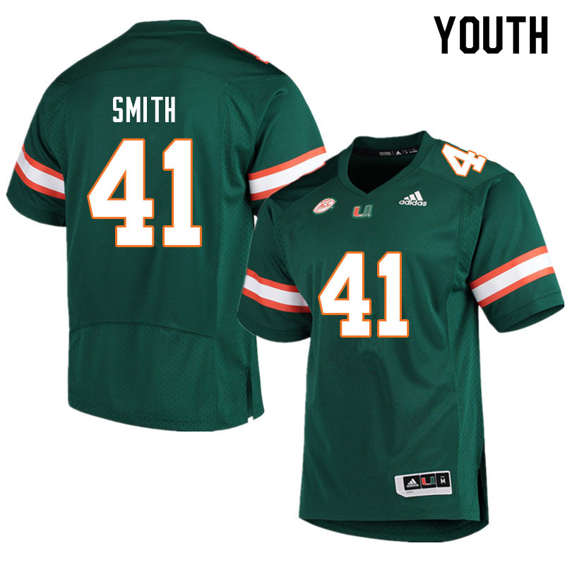 Youth #41 Chase Smith Miami Hurricanes College Football Jerseys Sale-Green - Click Image to Close
